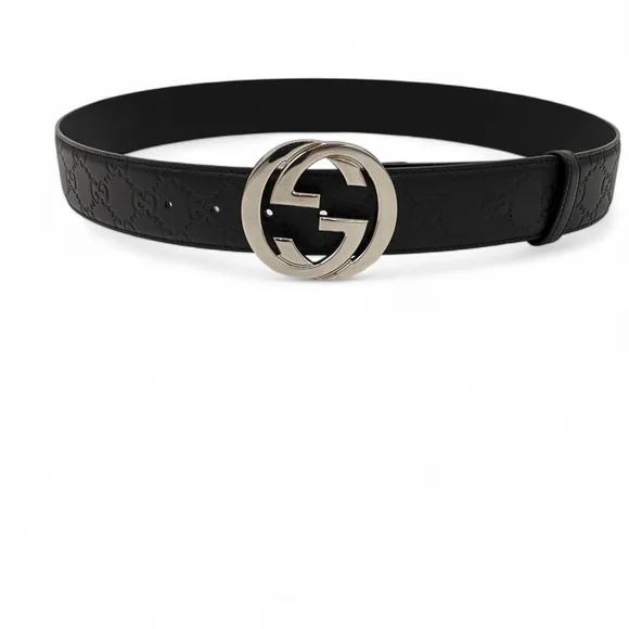 Gucci | Accessories | Gucci Black Embossed Belt With Silver  display picture 1